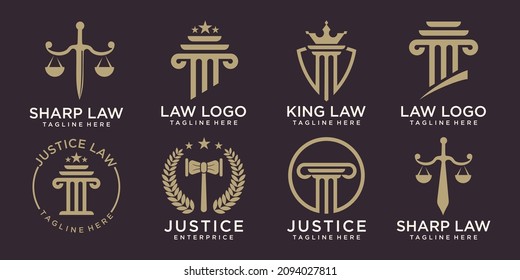 Conjunto de logotipos de la Firma de Leyes. diseño elegante de logotipo de la firma de abogados y abogados