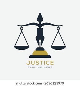 Law firm logo set. Law office logotypes set with scales of justice. Symbols of legal centers or law advocates. Scales of justice icons.