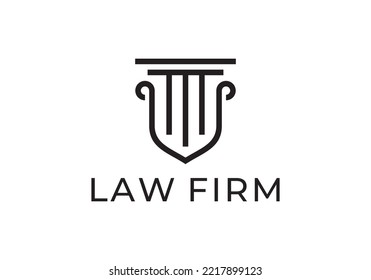 Law Firm Logo And Shield. Security Symbol Icon Lawyer Business Sign. Legal Symbol Vector Design