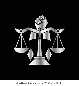 Law Firm logo template. Lawyer, attorney, jurist, judge, business woman with scales of justice symbol.
