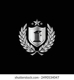 Law Firm logo template. Lawyer, attorney, jurist, judge, business woman with scales of justice symbol.
