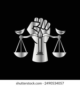 Law Firm logo template. Lawyer, attorney, jurist, judge, business woman with scales of justice symbol.
