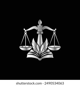 Law Firm logo template. Lawyer, attorney, jurist, judge, business woman with scales of justice symbol.
