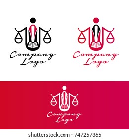 Law firm logo template. Law office logo with scales of justice illustration.