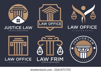 Law firm logo template. Vector set of vintage labels, logotype