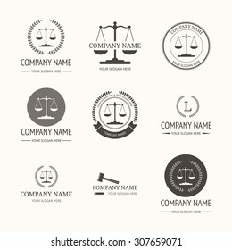 Law firm logo template. Vector set of vintage labels, logotype templates and monogram