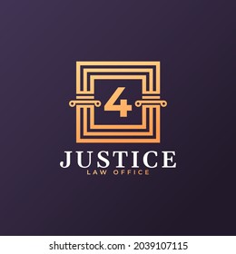 Law Firm Number 4 Logo Design Template Element