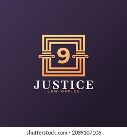 Law Firm Number 9 Logo Design Template Element