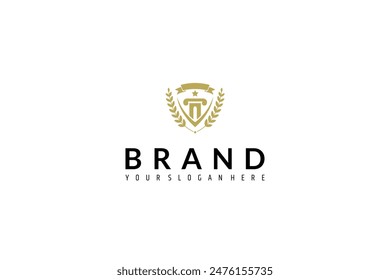 law firm pillar shield logo with luxury color vector design style