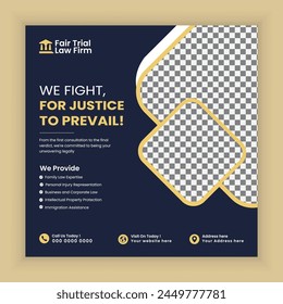 Law Firm service Social media post design and law consultation web banner, square flyer for Law Firm or poster template design, web banner.