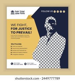 Law Firm service Social media post design and law consultation web banner, square flyer for Law Firm or poster template design, web banner.