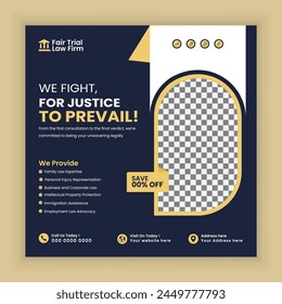Law Firm service Social media post design and law consultation web banner, square flyer for Law Firm or poster template design, web banner.