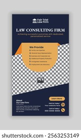 Law Firm Service Story  Banner Design, Law Consulting Social Media Vertical Banner, Law Consulting web Vertical Banner template
