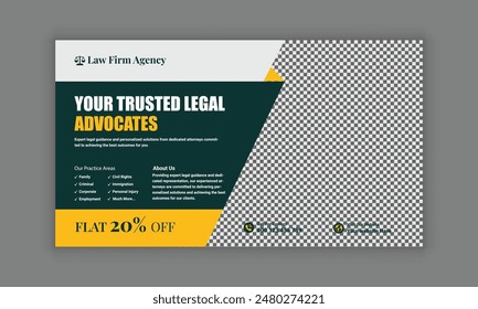  Law firm services social media post design or law consulting web banner template, and Instagram post or square flyer template