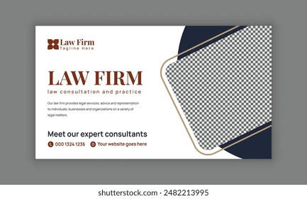 Law firm services social media post design or law consulting web banner template, and Instagram post or square flyer template