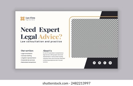 Law firm services social media post design or law consulting web banner template, and Instagram post or square flyer template
