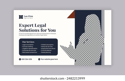 Law firm services social media post design or law consulting web banner template, and Instagram post or square flyer template