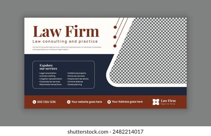 Law firm services social media post design or law consulting web banner template, and Instagram post or square flyer template