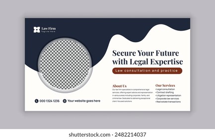 Law firm services social media post design or law consulting web banner template, and Instagram post or square flyer template