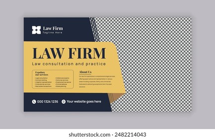 Law firm services social media post design or law consulting web banner template, and Instagram post or square flyer template