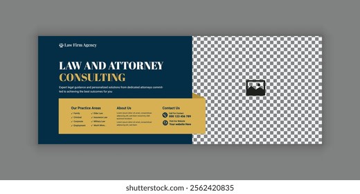 Law firm services social media banner design or law consulting Facebook cover design template and Flat Law firm advertising web banner layout, law agency online banner template