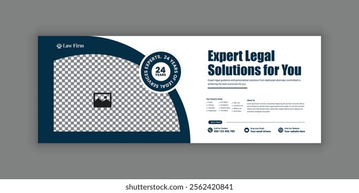 Law firm services social media banner design or law consulting Facebook cover design template and Flat Law firm advertising web banner layout, law agency online banner template