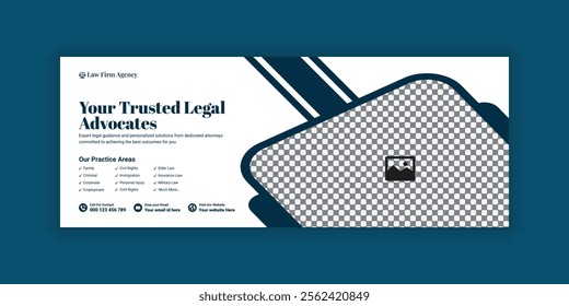 Law firm services social media banner design or law consulting Facebook cover design template and Flat Law firm advertising web banner layout, law agency online banner template