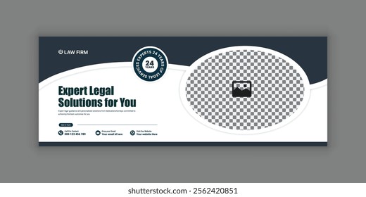 Law firm services social media banner design or law consulting Facebook cover design template and Flat Law firm advertising web banner layout, law agency online banner template