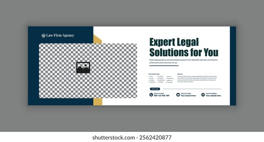 Law firm services social media banner design or law consulting Facebook cover design template and Flat Law firm advertising web banner layout, law agency online banner template