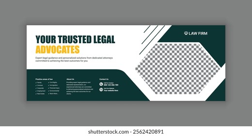 Law firm services social media banner design or law consulting Facebook cover design template and Flat Law firm advertising web banner layout, law agency online banner template