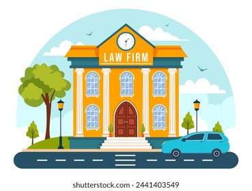 Law Firm Services Vector Illustration with Justice, Legal Advice, Judgement and Lawyer Consultant in Flat Cartoon Background Design