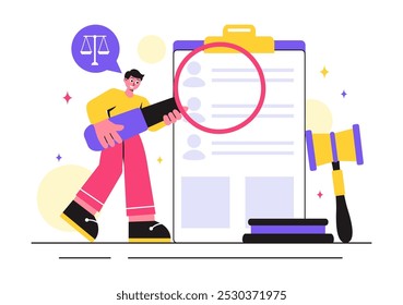 Law Firm Services Vector Illustration featuring of Justice, Legal Advice, Court Judgement, and Lawyer Consultation in a Flat Style Cartoon Background 