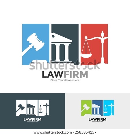 Law firm set logo vector design. Suitable for business, education, legal services logo. Notary, justice, lawyer icon or symbol Vector