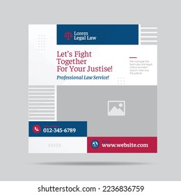 Law firm Social Media Post Design or Law and Justice Web Banner Design or Legal web template