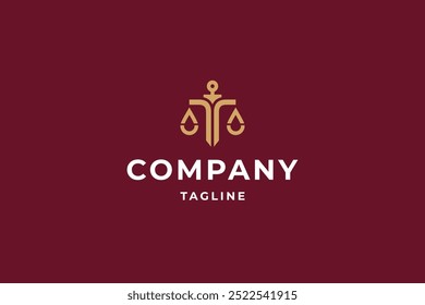law firm sword logo in gold flat design style