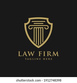 Law firm symbol logo, justice and shield vector icon