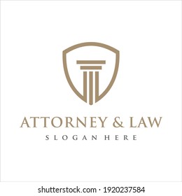 law firm symbol with shield logo design concept, vector illustration.