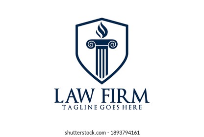 Law firm trend logo icon vector design. Universal legal, lawyer, scales sword column idea creative premium symbol.
