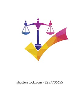 Law firm vector  design. Law scale with check sign icon vector design.