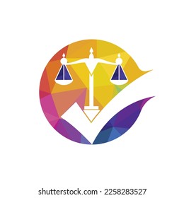 Law firm vector  design. Law scale with check sign icon vector design.