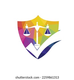 Law firm vector  design. Law scale with check sign icon vector design.