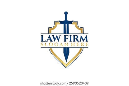 Law Firm vector Logo Design Shield and Sword Modern and Powerful