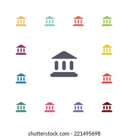 law flat icons set. Open round colorful buttons. Vector 