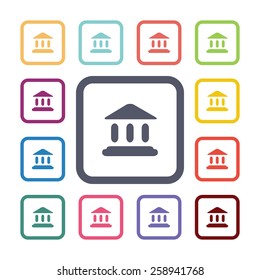 law flat icons set. Open round colorful buttons. Vector 