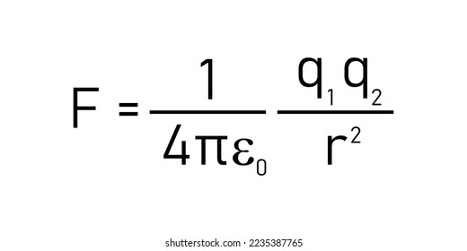 Coulomb’s law formula for electrostatic force between two point charges and Newton’s law for gravitational force between two stationary point masses Scientific vector illustration on white background.