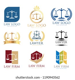 Law Frm Logo Set. Lawyer logo design templates. Law office logo set. 