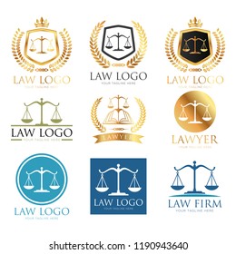 Law Frm Logo Set. Lawyer logo design templates. Law office logo set. 