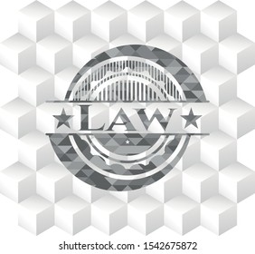 Law grey badge with geometric cube white background