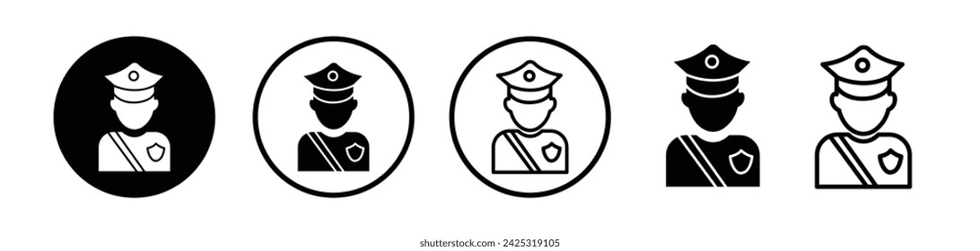 Law Guardian Line Icon. Order Enforcer Icon in Black and White Color.