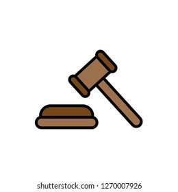 Law hammer flat vector icon sign symbol
